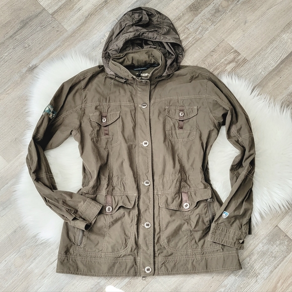 Kuhl Jackets & Coats Kuhl Rekon Military Style Hidden Hood Army Green Urban Jacket Womens